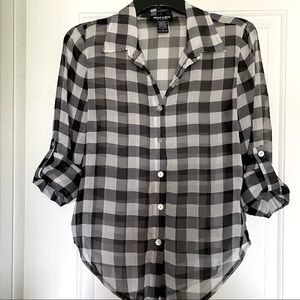 EUC Sheer Buffalo Check button up